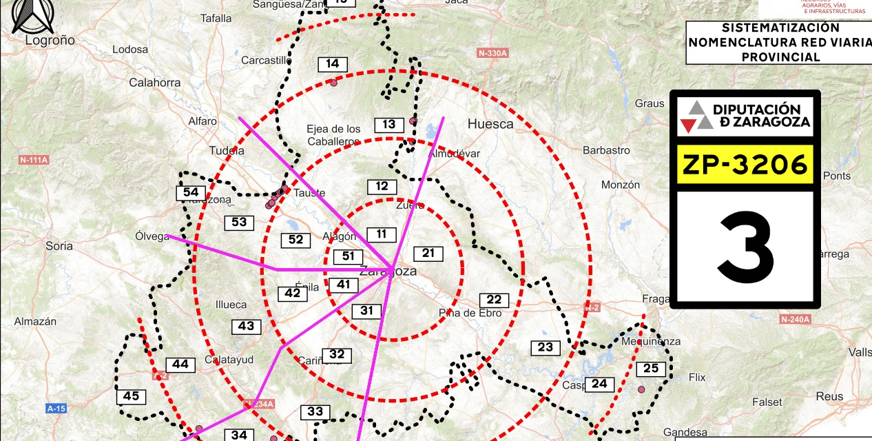 La Diputación de Zaragoza actualiza la nomenclatura de sus carreteras