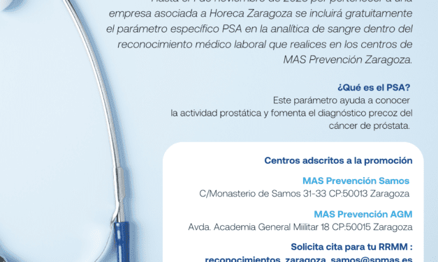 MAS Prevención y Horeca Zaragoza se unen para sensibilizar y promover la detección temprana del cáncer de próstata